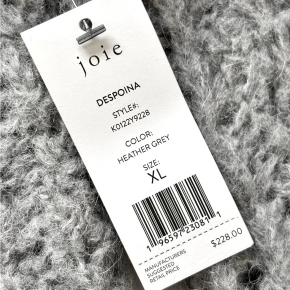 JOIE Despoina Gray Long Sleeve Alpaca Wool Blend Sweater--NWT—XL - Picture 11 of 16